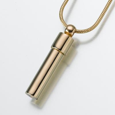14K gold cylinder cremation pendant necklace
